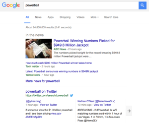 powerball in google