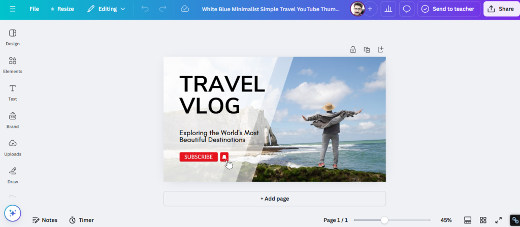 creating YouTube video thumbnail on canva