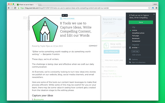 evernote web clipper extension