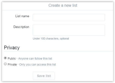 How to create twitter lists