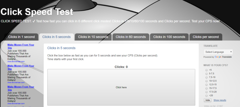 click persecond test