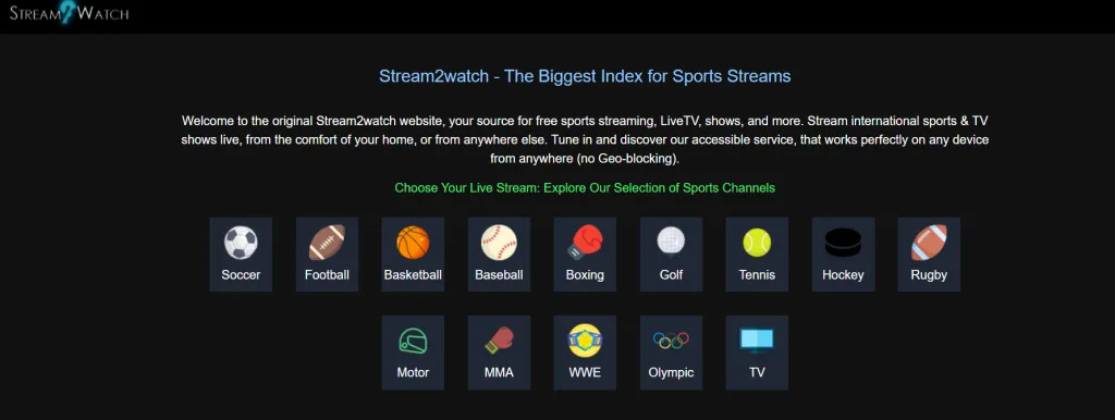 Stream2watch Homepage